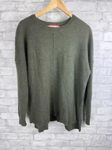Catherine Malandrino 100% Cashmere Sweater XL Olive Green Crew Dolman Sleeve - Picture 1 of 10