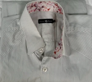 Stone Rose Mens Shirt 4/Large Striped Flower Flip Cuff Button Up Long Sleeve - Picture 1 of 10