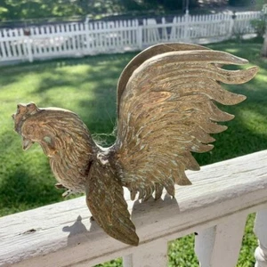 Statua uccellino gallo da combattimento in ottone 9" made Korea pollo decorazione vintage - Foto 1 di 4