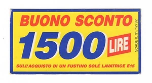 BUONO SCONTO COUPON VINTAGE DETERSIVO SOLE BIANCO LAVATRICE LIRE 1500 ANNO 1992 - Imagen 1 de 2
