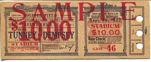 Tunney vs Dempsey Boxing Match Ticket 9/2/1927-complete ticket-VG - Picture 1 of 2