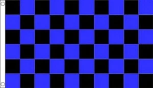 BANDERA A CUADROS NEGROS Y AZULES 150x90cm - BANDERA DE CARRERAS AUTOMOVILES - N - Imagen 1 de 2