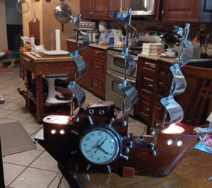 Vintage United Clock Corp Sailing Clipper Ship Boat Wood Mantel Corded Model 811 - Picture 1 of 22