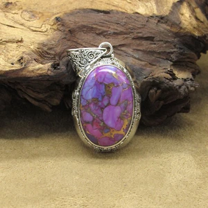 Sterling Silver Oval Purple Mojave Turquoise Pendant - Picture 1 of 4
