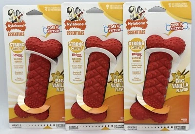 Nylabone dogs 491551 Fun N Fit Rubber Braided Bone, Medium, Pack of 3 - Image 1 of 2