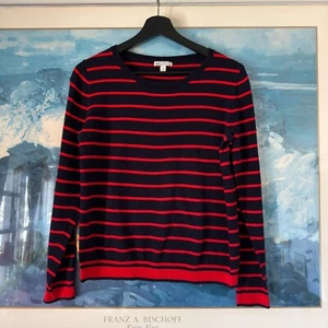 J CREW MERCANTILE PEYTON MARINEBLAU/ROT GESTREIFTER BAUMWOLLPULLOVER DAMENGRÖSSE Small - Bild 1 von 5