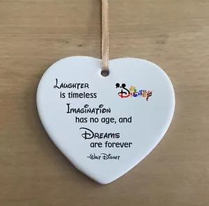 Walt Disney Laughter Dreams Quote Ceramic Heart Shape Plaque Gift Sign cr7 - Picture 1 of 5