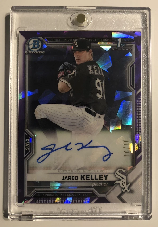 2021 Bowman Chrome Sapphire /10 Jared Kelley RC Auto Purple Chicago White Sox - Image 1 of 4