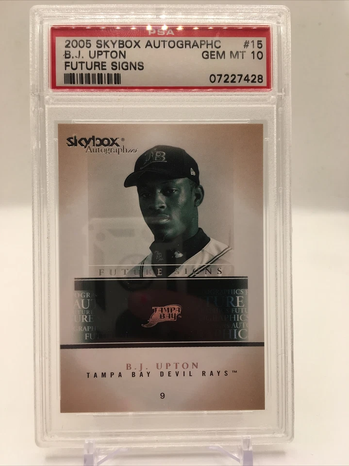 2005 Skybox Autographics B.J. Upton Future Signs Card # 15 of 20 FS PSA 10 POP 1 - Image 1 of 4