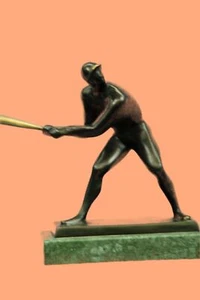 Bronze Sculpture baseball Player Figurine Bronze Statue, Signed Sports Decorativ - Picture 1 of 10