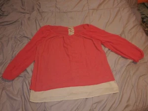 Takara Bluse Damen Xl Rot Schleifen Beige - Bild 1 von 4