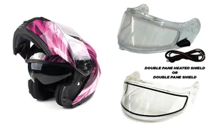 Casco Modular Moto de Nieve Eléctrico O Doble Escudo Rosa Adulto PUNTO NIEVE - Imagen 1 de 12