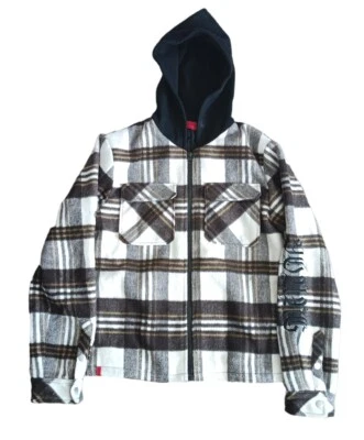 Haus Of Jr Shaket Kids Size 14 Plaid Flannel Brown Hooded Long Sleeve - Image 1 of 4