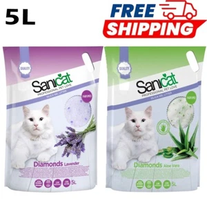 Silica Sanicat Crystal Diamonds Gel Non Clumpin Cat Litter Lavender&Aloe Vera 5L - Picture 1 of 5