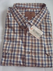 Camisa de franela grande para hombre vida al aire libre bronceada a cuadros talla 3X nueva con etiquetas - Imagen 1 de 2
