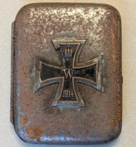 Deutsches Zigarettenetui Stahl 1914 mit Eisernem Kreuz auf der Vorderseite. - Bild 1 von 4