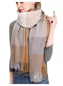 Women's Fashion Scarves Long Shawl Winter Thick Warm Knit Large Scarf Plaid R... - Picture 1 of 4