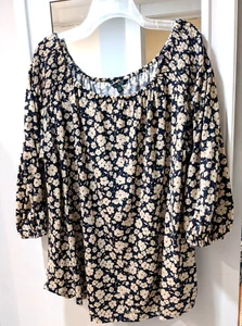 Ralph Lauren Womens Plus Floral Off The Shoulder Blouse Top 2X Summer Tunic - Picture 1 of 10