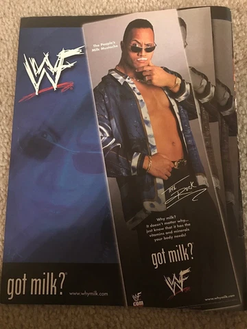 Vintage 2000 THE ROCK GOT MILK? Poster Print Ad WWF DWAYNE JOHNSON WWE RARE Cover