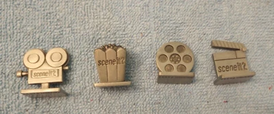 4 SceneIt? Replacement Game Tokens 2002 Movie Edition film reel popcorn + - Image 1 of 3