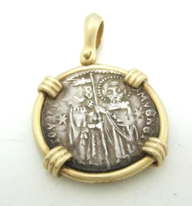 VENETIAN SILVER GROSSO 1192-1797 COIN PENDANT (18TH CENTURY) 1-3/8" 7.1G - Picture 1 of 9