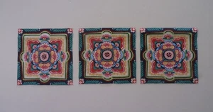 Stoff 3 geschnittene Quadrate, Paneele - Blumenmuster - mehrere Farben - Nähen Quilt Basteln - Bild 1 von 5