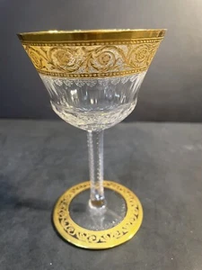 St. Louis Thistle 24k Gold Cordial Liqueur Aperitif Glass Goblet Open Bandfoot - Picture 1 of 8
