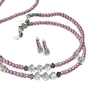 Gafas de lectura soporte cuentas cordón (pendientes opcionales) - perlas rosas - Imagen 1 de 4