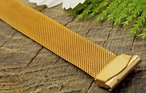 Sentinel USA 16mm NOS Vintage Rolled Gold Plate One Piece Mesh Watch Band - Picture 1 of 3