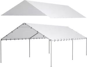 10 x 20 Ft Carport Replacement Canopy Cover Garage Top Tent Shelter Tarp with Fr - Picture 1 of 8