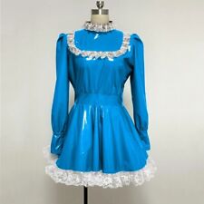 blue Sexy Sissy Maid Girl PVC Long Sleeve Dress cosplay costume Tailor-made