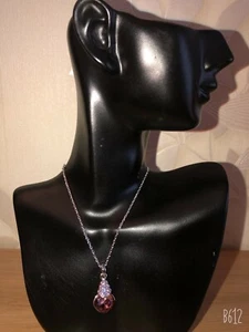 Neu Silber Damen schöne Champaign rosa Edelstein Anhänger elegante Halskette - Bild 1 von 1