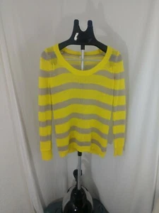 J. Crew Women's Bright Yellow Striped 100% Loose Knit Linen Sweater - Picture 1 of 5