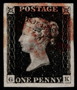 1840 1d Black Plate 1b GK 4m TWISTED RE-ENTRY Large Margin Fine Used Cat.£550.00 - Picture 1 of 1