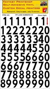 RC VINYL DECALS TRANSFERS PIT LANE NUMBERS PRE CUT  FPRC323 BLACK GLOSS 23mm - Picture 1 of 3