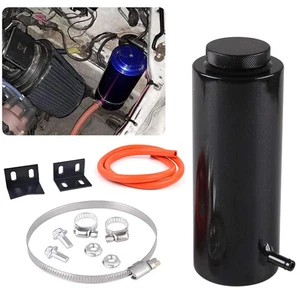 Universal Radiator Coolant Catch Tank Kit Overflow Reservoir Aluminum Black USA - Picture 1 of 9