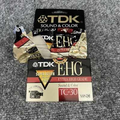 TDK E-HG TC-30 Extra High Grade Super Avilyn VHSC Blank Tape For Camcorders New - Imagem 1 de 4