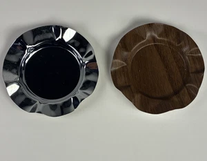 Vintage Menge 2 American Nickeloid Aschenbecher geraffter Rand 3-3/4" - Bild 1 von 7