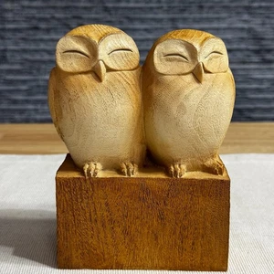 Estatuillas de búho vintage hechas a mano Gran Bretaña retro pájaro animal búhos decoración de regalo 6,5" - Imagen 1 de 2