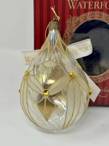 Waterford Holiday Heirlooms Retired Lismore Optic Gold Teardrop Ornament - Picture 1 of 2