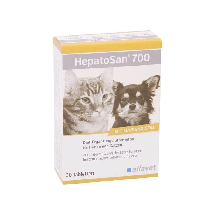 ALFAVET Hepatosan 700 Tabletten Ergänzungsfuttermittel für kleine Hunde und Katzen · 30