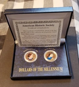 First And Last Dollars of The Millennium US 1999 Susan B Anthony/2000 Sacagawea - Picture 1 of 3