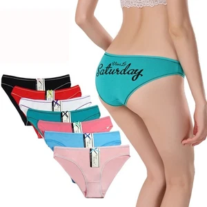 7 Pack Women's Cotton Underwear Ladies Sexy Briefs Panties Knickers Week Days - Picture 1 of 16