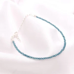 925 Sterling Silver London Blue Topaz 3 MM A+ Quality Gemstone Bracelet 7" - Picture 1 of 10