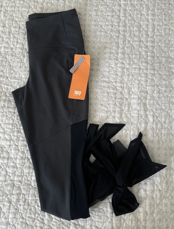 Lucy Light And Free Leggings Mesh Charcoal Black Yoga Walking Size M Regular NWT - Image 1 of 4