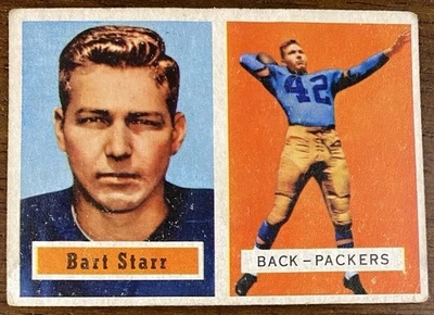 1957 TOPPS BART STARR ROOKIE RC FOOTBALL CARD #119 GOOD SMALL CREASING READ DESC - Image 1 of 4