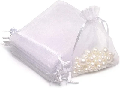 AKSTORE 50PCS Premium Sheer Organza Gift Bags, 3X4 Inch Elegant Jewelry Pouches, Weddin
