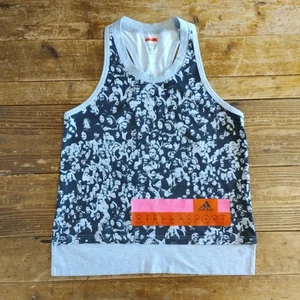 Canotta Stella McCartney Adidas donna piccola grigia rosa grafica climalite sport - Foto 1 di 9