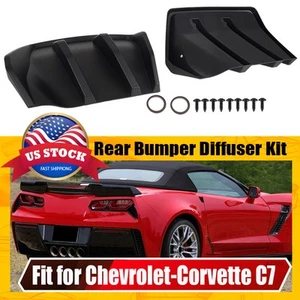 Divisor de aletas difusoras de parachoques trasero negro mate para Chevy Corvette C7 2014-2019 - Imagen 1 de 16