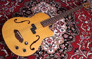 1991 Greco SAC-100 Natural Quilted MIJ Semi Holow Acoustic Electric Bass P+Piezo - Picture 1 of 11
